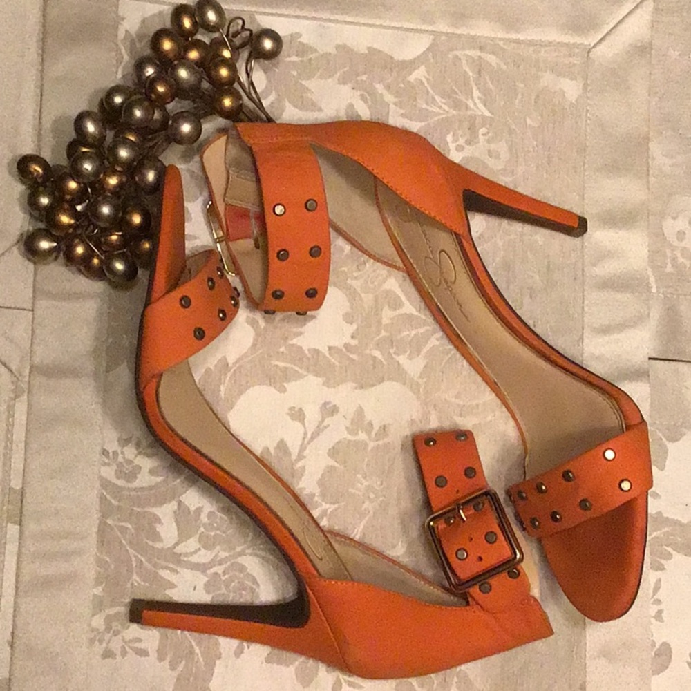 🎀Orange & Gold High Heels Women’s 11M